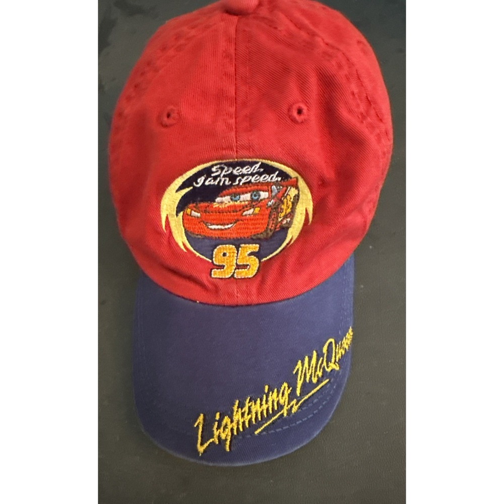 Disney Pixar Cars Boys‎ Hat Lightning McQueen Blue Gray Red Adjustable Cap XS
